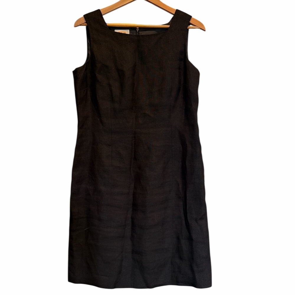 Talbots Irish Linen Sheath Dress Black Size 12